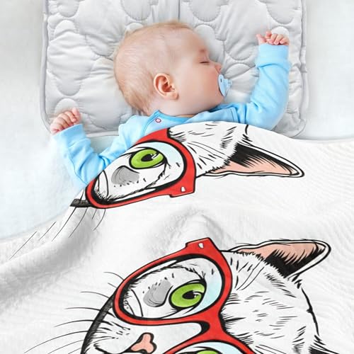 Burbuja Cats Wearing Glasses Baby Blanket for Boys Girls, Nursery Soft Warm Swaddling Receiving Baby Blankets, 30x40 in Toddler Blanket4