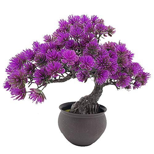 Fycooler Artificial Bonsai Juniper Tree Potted Faux Japanese Pine Bonsai Simulation Zen Garden Fake...