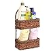 MyGift Hand-Woven Seagrass 14-Inch Wall Hanging 2-Tier Storage Basket, Brown