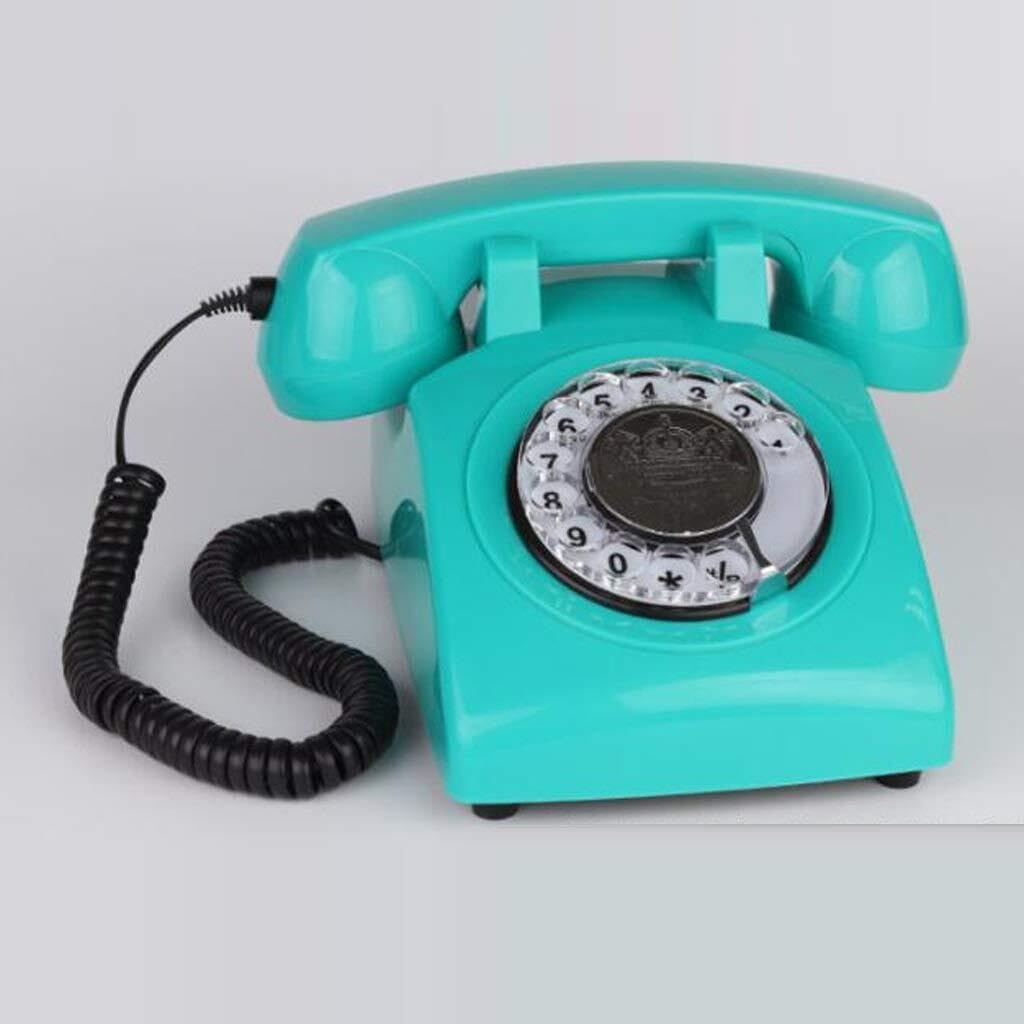 Telefon Retro/Telefon Z Tarczą Obrotową/Telefon W Stylu Retro/Telefon Vintage/Klasyczny Telefon Stacjonarny Z Tarczą Obrotową - Niebieski