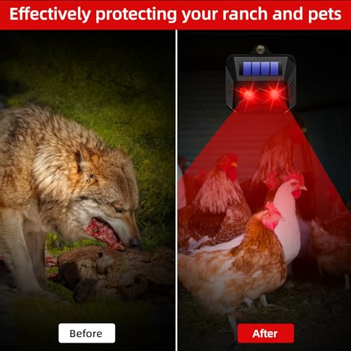 4 Pack Solar Animal Repellent Outdoor Coyote Deterrent for Yard Racoon Repellent Outdoor Skunk Repellent for Yard,Deer Repellent Devices Predator Eyes Predator Lights for Chicken Coop Farm Garden - Thumbnail 5
