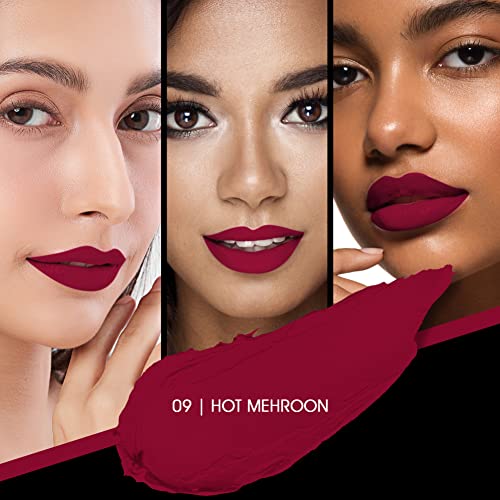 Image of Colors Queen Kiss Lips Matte Lipstick | Smudge Proof & Non Transfer | Creamy Matte Long Stay Lipstick for Women (09 - Hot Maroon)