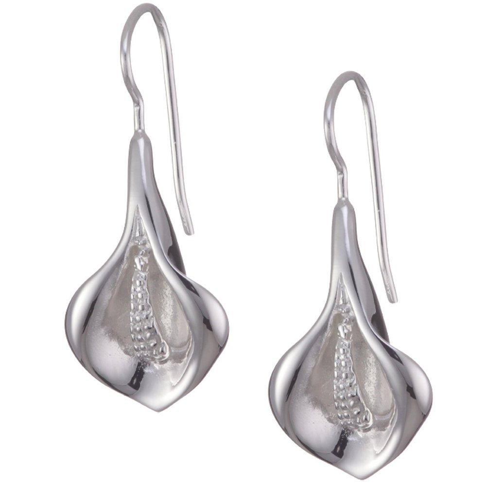 Vinani Ciondolo E Collana Fiore Calla In Argento 925 - Gioiello Italiano, 33x19 Mm, Catena 40-50 Cm