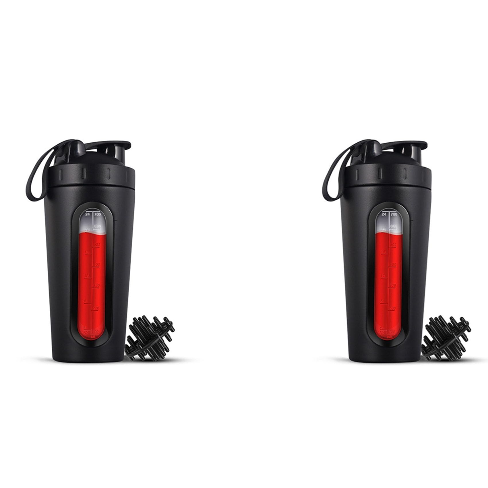 Lot de 2 bouteilles shaker pour mélanges de protéines, shaker de protéines en acier inoxydable, ne reste pas froid/chaud, gobelet shaker en métal avec fenêtre de visualisation, B