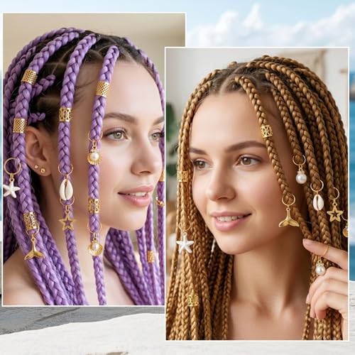 40 piezas adornos para trenzas con conchas marinas doradas miniatura 7