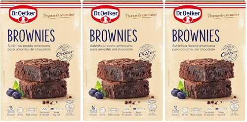 DR. OETKER - Estuche con Preparado en Polvo para Hacer Brownies 450g y Molde Listo para Hornear y Pepitas de Chocolate en Láminas 6g (Cantidad 16 Raciones) (Paquete de 3)