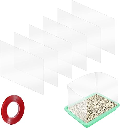 6 protectores de arena para gatos, 12 x 16 pulgadas, caja de arena transparente para gatos con cinta de doble cara, protectores de orina para gatos