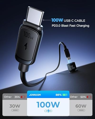 JOYROOM 120W Super Fast Car Charger USB C, 3-Port PD100W+PD35W Car Charger for iPhone 17 with USBC Cable, Type C Fast Charging Adapter for iPhone 16/15 Pro Max, Samsung Galaxy S25 S24, iPad, Laptop image 5