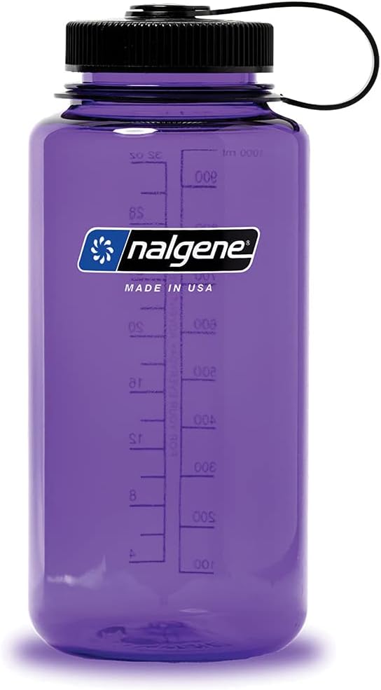 Nalgene Tritan Wide Mouth BPA-Free Water Bottle, Purple w/ Black Cap, 32-Ounces