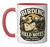 Birding Field Notes The Original Social Media Network Birder Ceramic Mug, Red/White