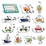 Transportation Vehicle Cookie Cutter Set - 12PCS Stainless Steel Biscuit Cutter Molds - Car, Plane,