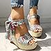 TUQIDEWU Wedge Sandals for Women Dressy, Sandals Women Fashion, Cute Sandals for Women, Sandals Women Comfortable Floral Print Bow Tie Platform Wedge Sandals with Buckle