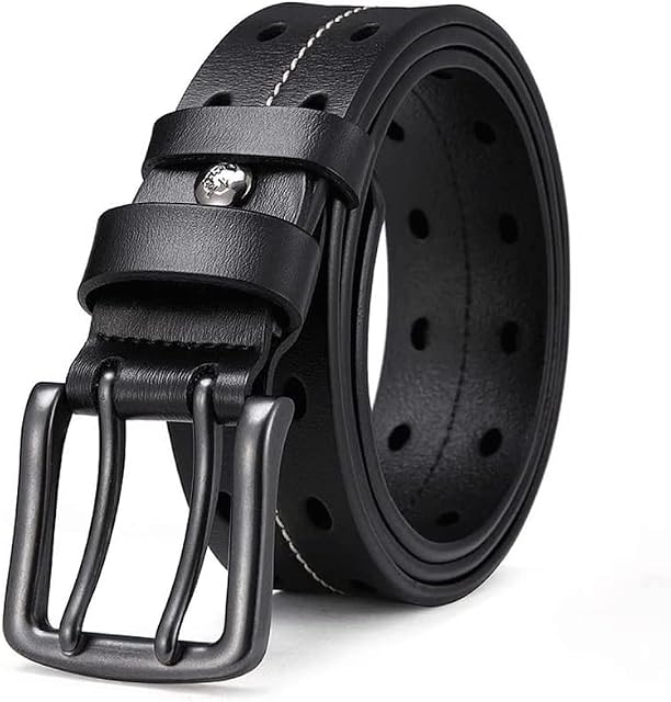 LIOONS Men's Belts Men's Leather Double Prong Pin Buckle Belt for Work and Business 100% Genuine Leather Casual Jeans Work Dress Belt wear it at work