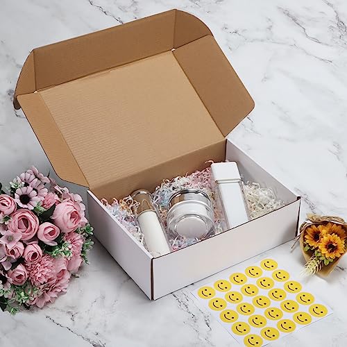 Image of HORLIMER 10x7x3 inches Shipping Boxes Set of 25, White Corrugated Cardboard Box Literature Mailer, 25 Stickers Included