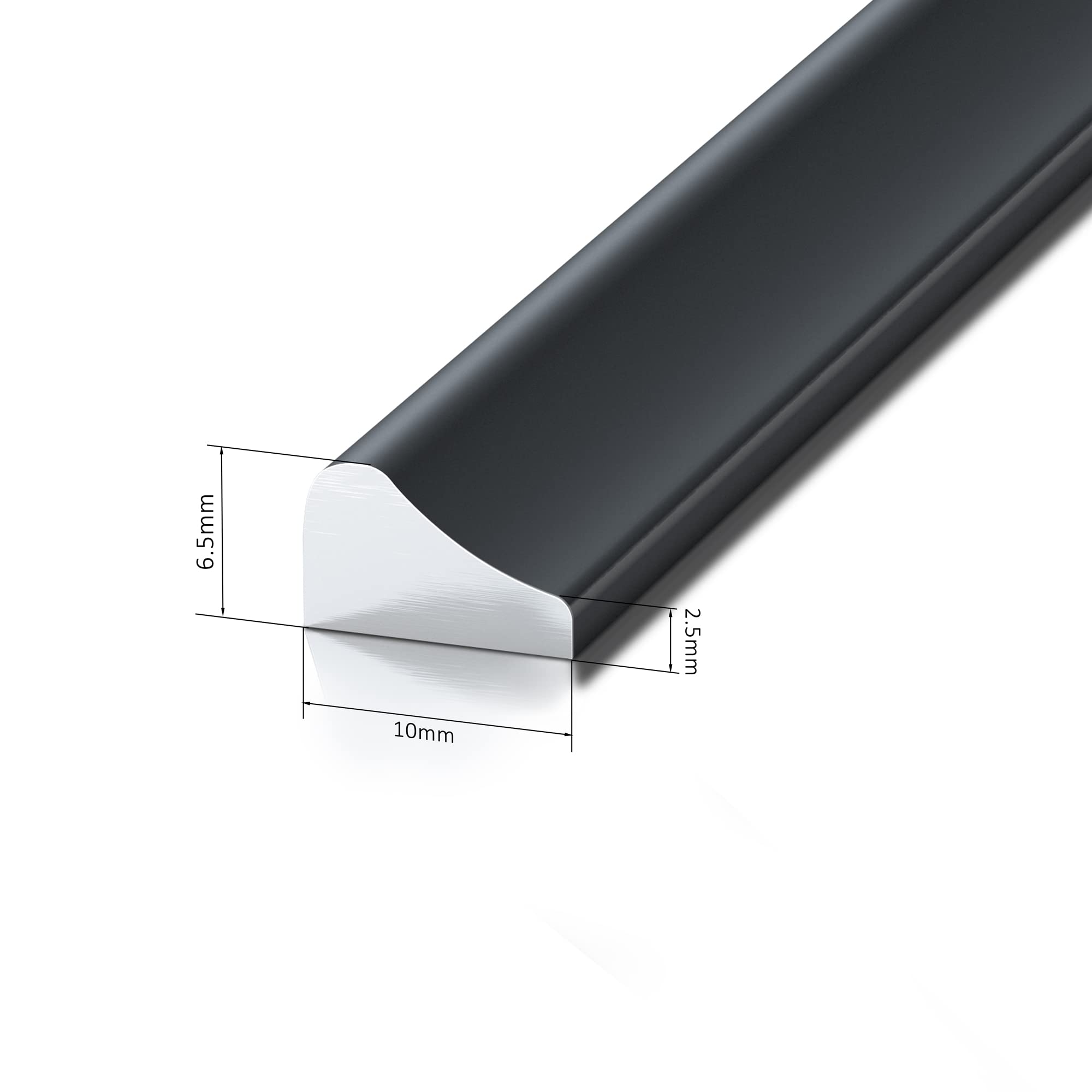 Perfil de protección contra incendios de 95 cm para ducha, regleta de protección contra incendios de aluminio, para ducha de cristal, color negro (2 unidades)