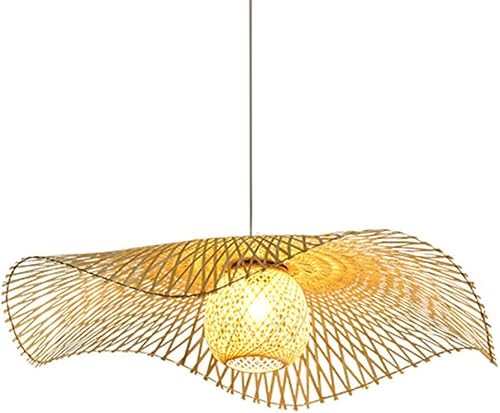 LYMSXAZOU Woven Pendant Light Wicker Hollow Lamp Shade Handmade Rattan Basket Lantern Ceiling Chandeliers Farmhouse Chandelier