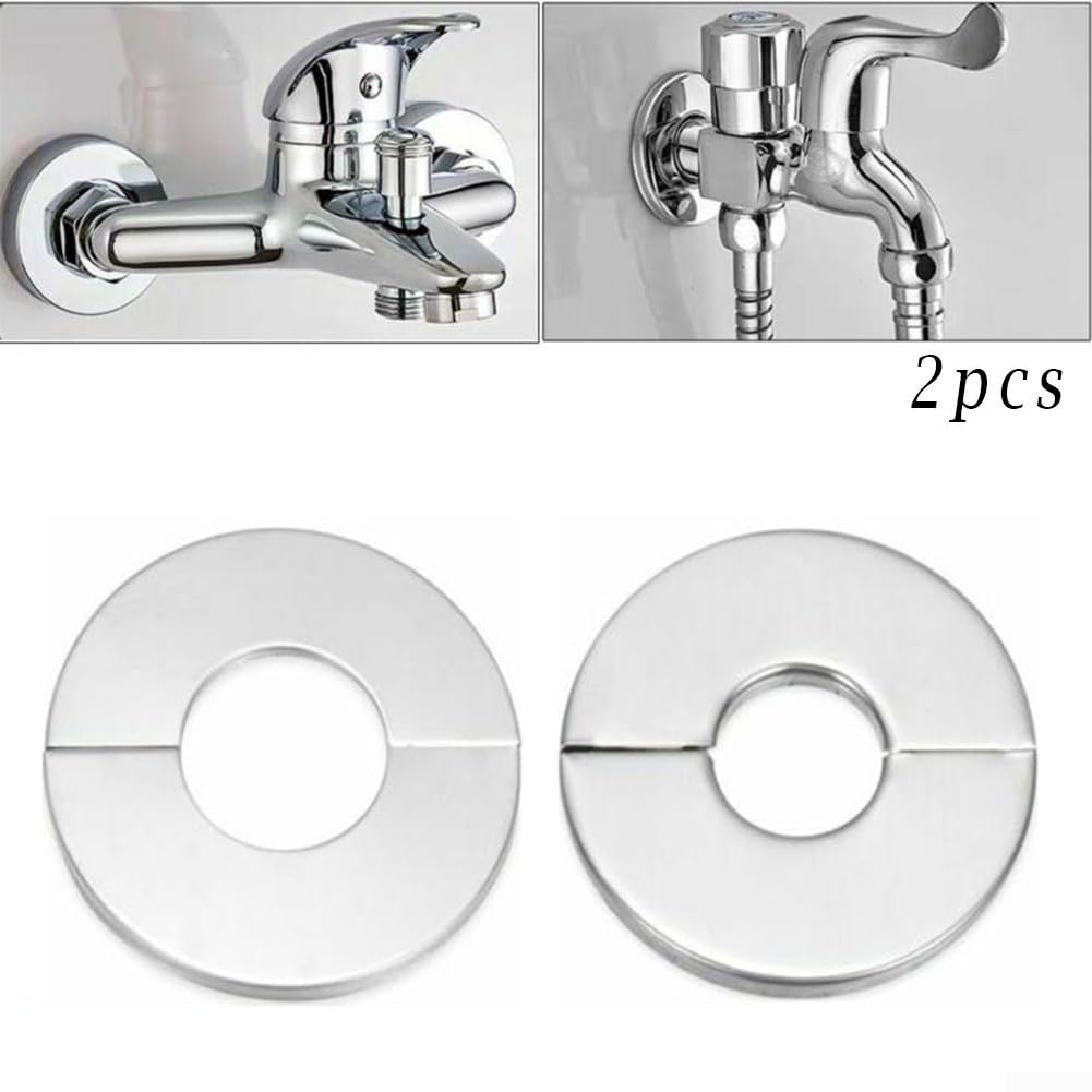 Stainless Steel Water Pipe Wall Covers Bathroom Shower Faucet Decorative Cover, Silver, 140x51mm - Image 3