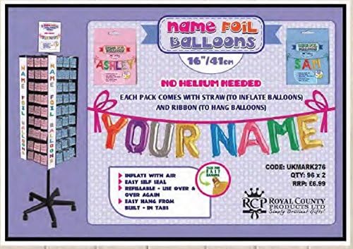 Royal County Name Foil Balloons 16"/41cm Air Filled Archie