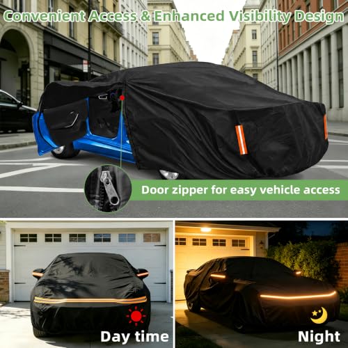 Image of Car Cover for Corvette C7 Stingray /Z51 /Z06 (2014-2019), Vehicle Cover Waterproof All Weather with Zipper Door, 6-Layer Heavy Duty Car Cover for Sun, Dust,Rain & Snow Protection, Indoor & Outdoor Use