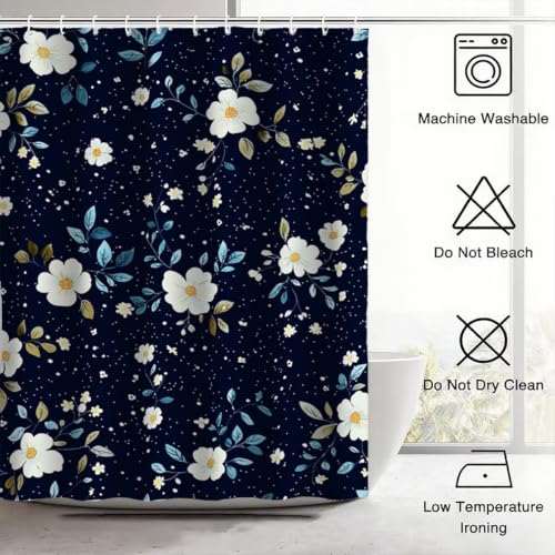 Rideau douche 90x180 imperméable en polyester bleu avec ourlet lesté et crochets - 8