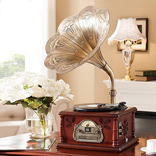 SXLCKJ Gramophone en Bois, Style rétro, Lecteur de Disque Vinyle Antique Big Horn, Prise en Charge de la Lecture de… - Les Beatles, Paul McCartney, John Lennon, RIngo Starr, George Harrison SXLCKJ Gramophone en Bois, Style rétro, Lecteur de Disque Vinyle Antique Big Horn, Prise en Charge de la Lecture de… – Image 3