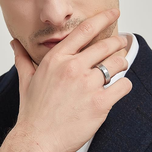 Trumium 6Mm Tungsten Rings White Silver For Men Women Wedding Band Brush Beveled Edge Size 10 #TOP4