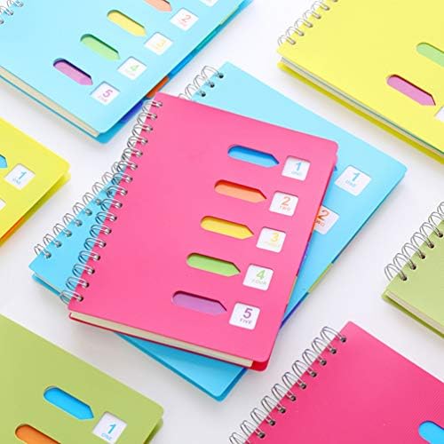 TOYANDONA A5 Spiral Notebook, 6.3x8.2 inch Rosy Hardcover Spiral Notebook Lined with Divider for Office or School