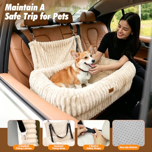 Pawaboo Dog Car Seat Bed with Memory Foam