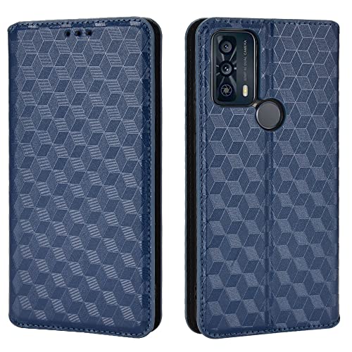 QINOUK - Funda para TCL 20B, cierre magnético, piel sintética, 2 ranuras, función atril, compatible con TCL 20B, color azul