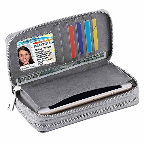 Image of XEYOU Double Zipper Long Clutch Wallet Cellphone Wallet for Women with Removable Wristlet Strap for Credit Card, Cash, Coin, Bill