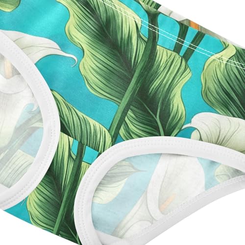 White Calla Lilies Green Leaves Teal Girl Panties Cute Girls Underwear Toddlers Cotton Funny Briefs Underpants 2t4