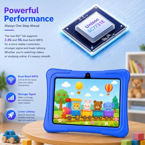 Image of Kids Tablet ，7 Inch Tablet with Android, 2GB RAM 32GB ROM, Eye-Protective IPS Display, Pre-Installed Educational Apps, Parent Control, Shockproof Silicone Case