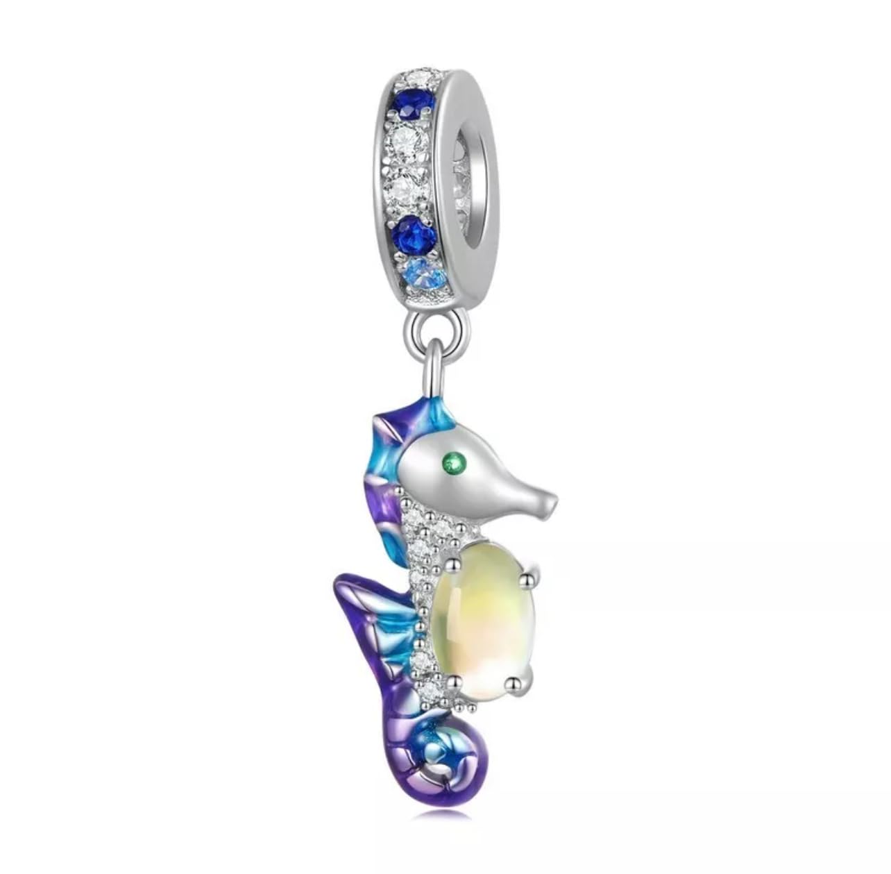Abalorio Colgante de Caballo de mar, Animal de Vida Marina, Plata de Ley 925 auténtica, Compatible con Pulsera Pandora