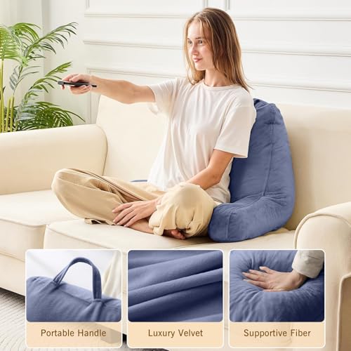 Image of Sasttie Reading Pillow for Bed, Back Pillow for Sitting Up, Grey Purple