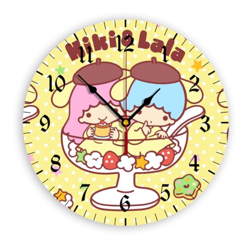 壁掛け時計 リトルツインスターズ 壁時計 連続秒針 ウォールクロック フレームなし 電池式 PVC 丸型 アラビア数字 シンプル モダン 壁掛けとけい 部屋飾り 飾り 贈り物 直径30cm