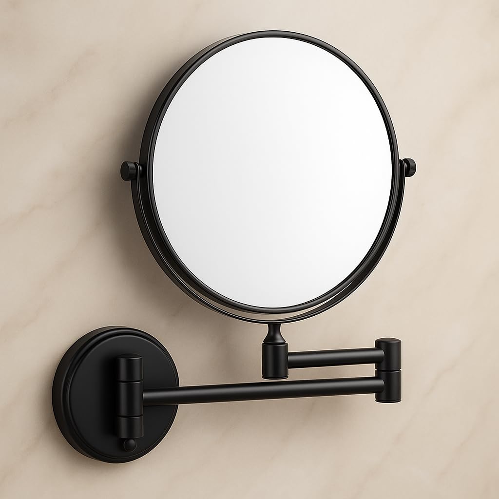 Sponsored Ad - Brass Dual Side Round Mirror for Bathroom 360° Swivel with Magnifying View | Magnifying Shaving Makeup Mirror Wall Mounted | (Black)