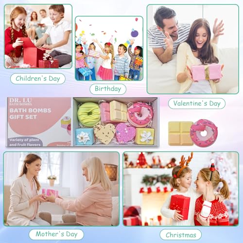 DR. LU Bath Bombs Gift Set, 8 PCS Shower Bath Bombs with Different Organic Essential Oils, Handmade Natural and Organic SPA Aromatherapy Bubble Bath Bombs for Women Kids Birthdays Christmas Gifts - Image 8
