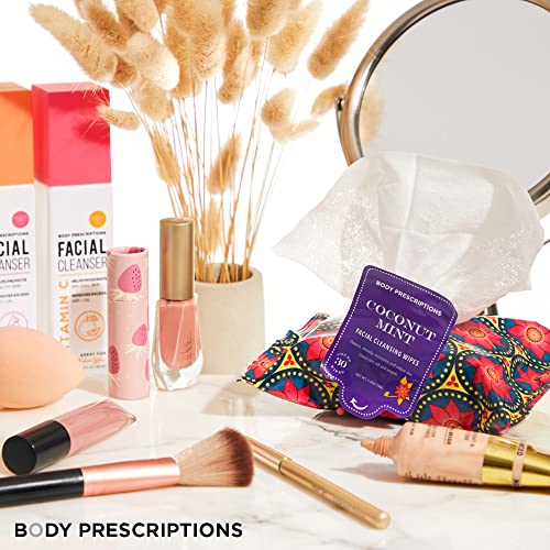 Facial Cleansing Wipes | Vitamin C, Coconut Mint And Lavender Shea Face Cleansing And Gentle Makeup Remover Wipes – 3 Pack (30 Count Each), 90 Towelettes | Body Prescriptions #TOP5