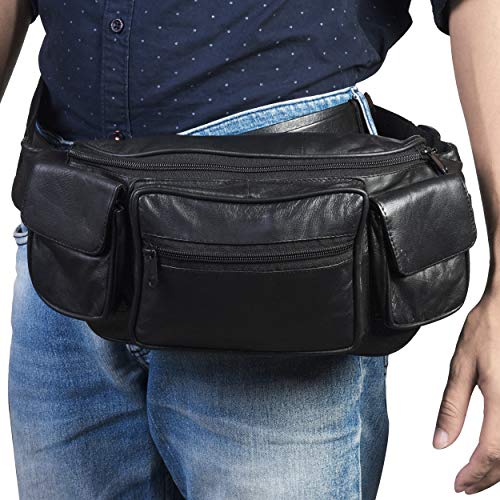 Jumbo fanny pack with valcro pocket on each side Leatherboss brand4