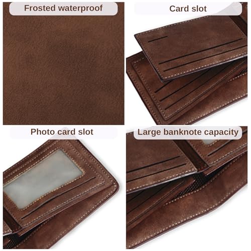 HJX Personalized Wallet for Men Custom Engraved Double Sided Photo Leather Wallet,Personalized Gifts for Dad Husband Valentine's Day Christmas Father's Day (02-Dark brown)3