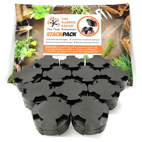 The Garden Gecko Invisible Pot feet for outdoor plant pots and flowers solid EPDM rubber pot risers | 24 PACK | STACK PACK EDITION