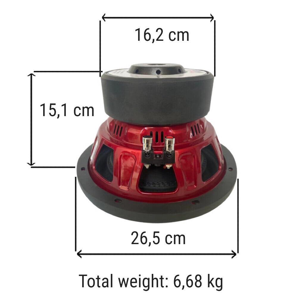 KIT Set FÜR Audio System ASY10 ASY-10 1 Subwoofer 25 cm 10" Durchmesser, Doppelschwingspule, Dual Voice Coil, 2+2 Ohm, 500 Watt rms 1000 Watt max, 1 Stück