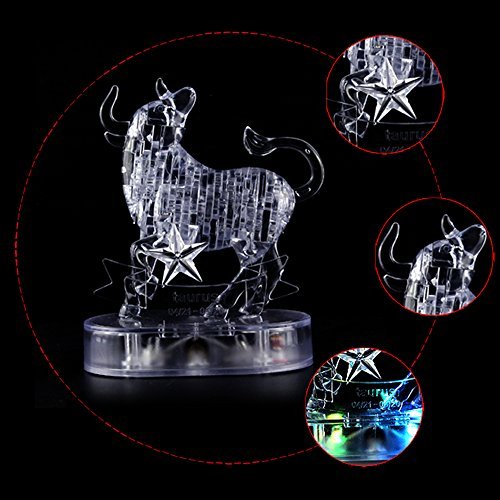 Coolplay 3D Crystal Puzzle With Light-Up Base For Adult, 3D Zodiac Puzzle Constellation Series Of Taurus #TOP4