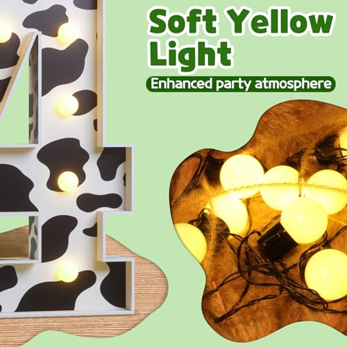 Image of Imprsv Cow Birthday Party Decorations, 3ft Marquee Numbers 4 Light Up Decor