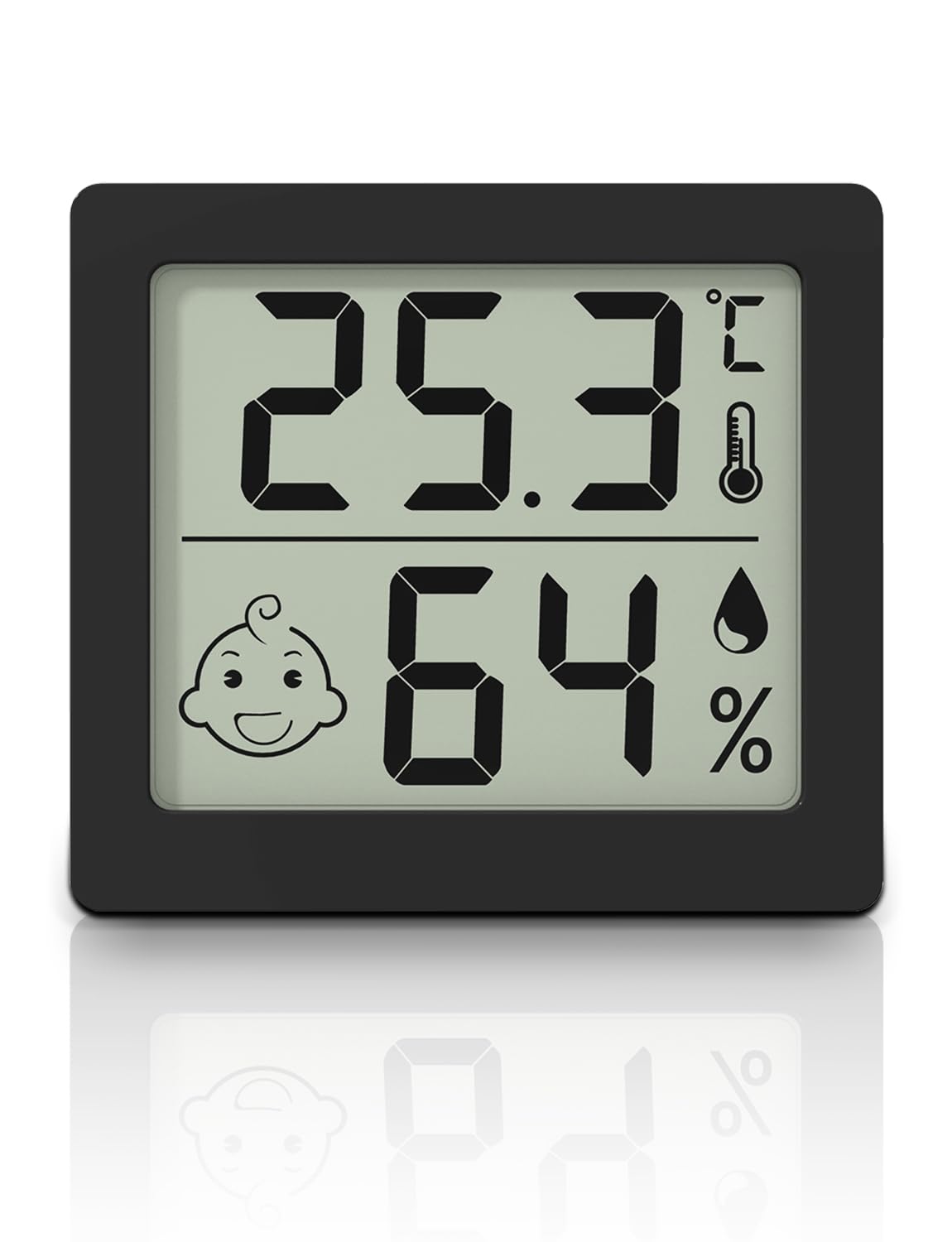 Thermomètre et hygromètre ultra-fins à grand écran de 3,1 pouces, thermo-hygromètre électronique domestique intérieur, affichage numérique de la température et de l'humidité (noir)