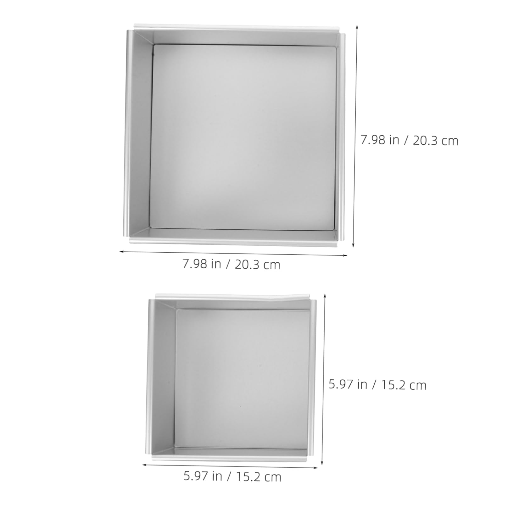 Garneck 2-pc Set Square Chiffon Cake Molds Detachable Bottom Non-stick Aluminum Baking Pans for Home Bakery