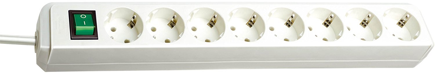 Brennenstuhl Eco-Line, Steckdosenleiste 8-Fach (mit Schalter und 3m Kabel - besonders stromsparend) (3er Set | weiß)