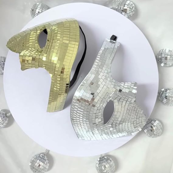 Máscara Disco Media Cara con Espejos para Fiestas Halloween miniatura 3
