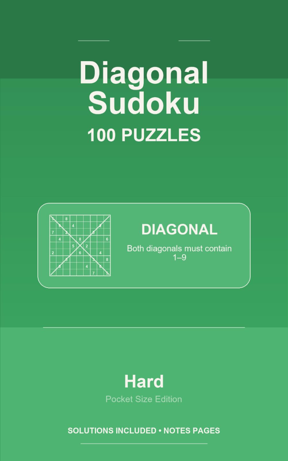 Diagonal Sudoku - 100 Hard Puzzles - VOL1: 100 Puzzles - 5x8 (Sapiver Press Sudoku Series)