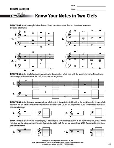 60 Music Quizzes for Theory and Reading: One-page Reproducible Tests to Evaluate Student Musical Skills, Comb Bound Book & Online PDF - Image 5
